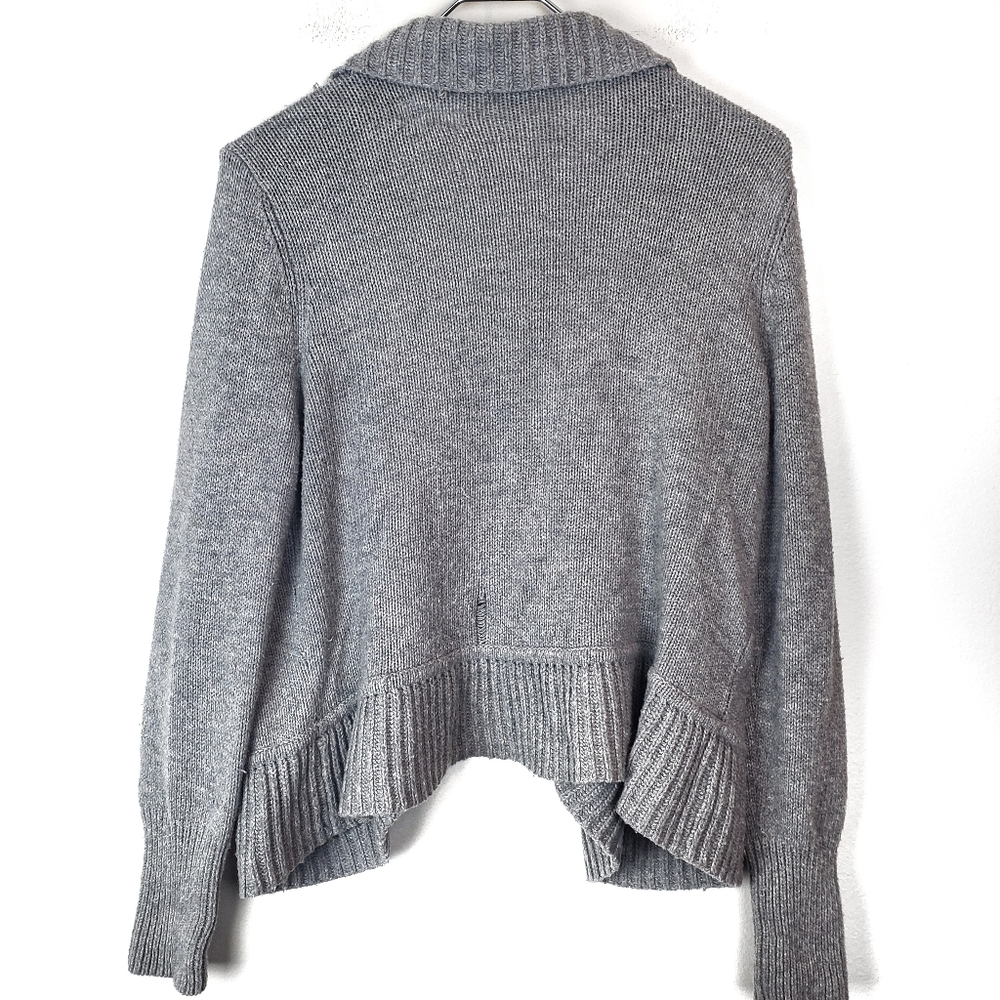 TALBOTS Nylon/Lambswool Petites Soft Gray Coastal Knit Cardigan Sweater Size: Lg - Picture 4 of 5